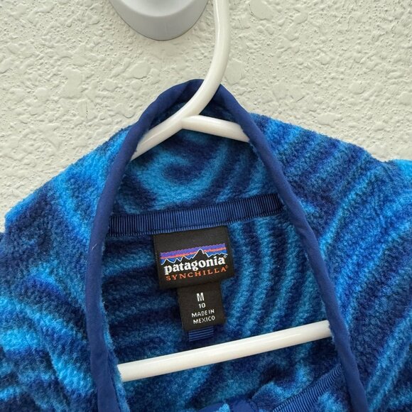 Patagonia Blue Wave Synchilla Snap T Fleece Pullover Sweatshirt Boys Medium 10 - Picture 2 of 6